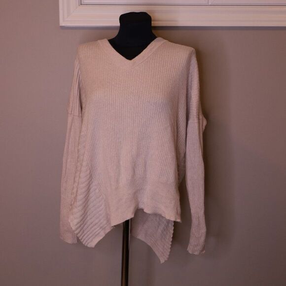All Saints 100% Merino Wool Keld Asymmetric V-Neck Sweater Sz S - Picture 2 of 5
